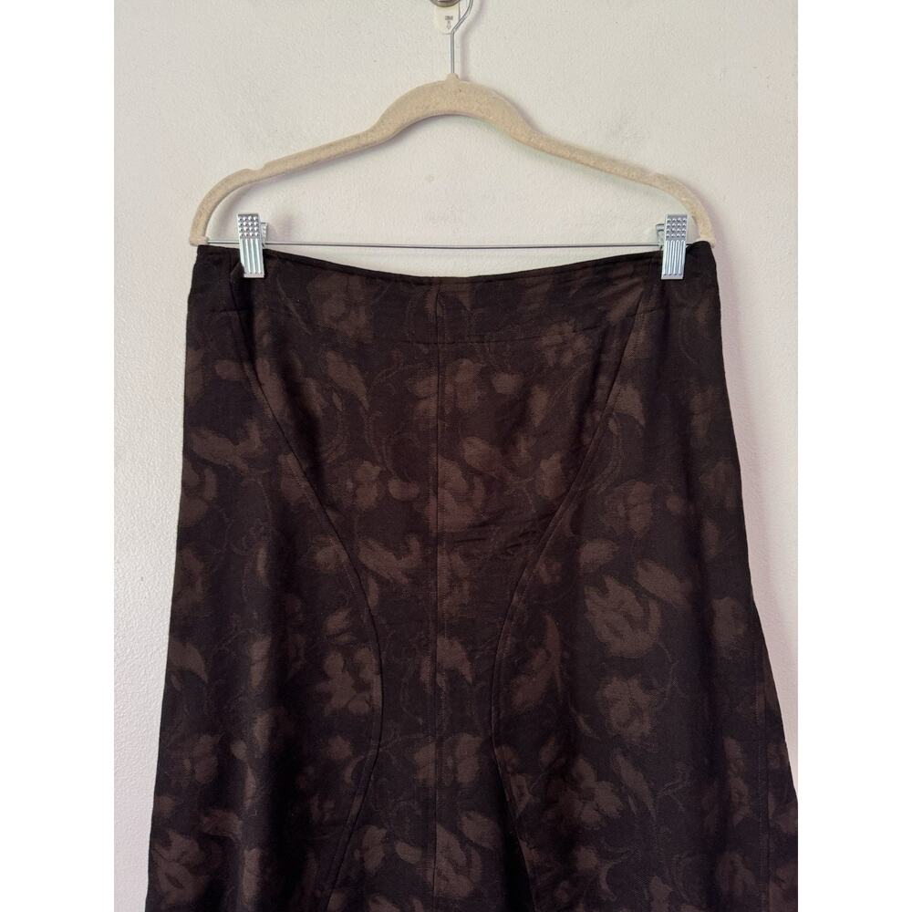 J. Jill Dark Floral Wool Blend A Line Midi Skirt Women’s Size 10 Brown Black - Picture 3 of 7